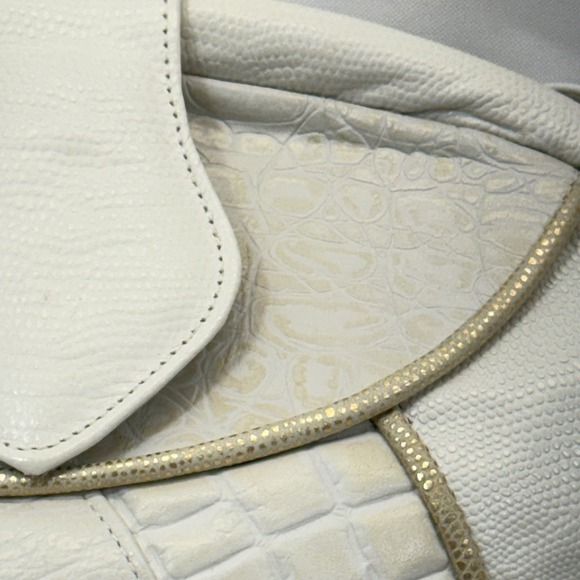 Vintage NWOT Fifth Avenue‎ Purse White Gold Trim Leather Patchwork Shoulder Bag main image 1
